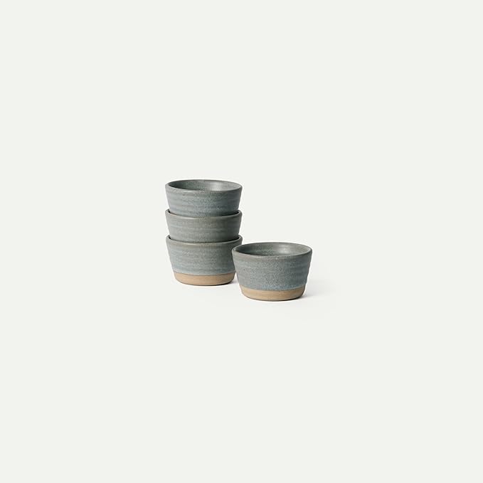 Mora Micro Ramekins Set of 4, 6oz Ceramic Pottery Baking Dishes - Microwave, Oven and Dishwasher Safe - Peppercorn