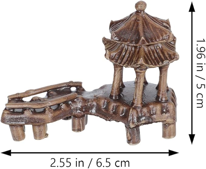 Yardwe Ceramic Pavilion Ornaments 5Pcs Miniature Garden Sculptures for Patio Lawn Bonsai Decorations Outdoor Micro Landscaping Accessories
