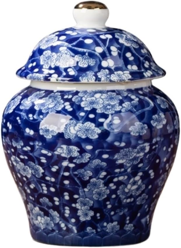 Ginger Jar Decorative Jars Ceramic Ginger Jar Vase Chinoiserie Chinese Style Traditional Porcelain Jars Asian Ginger Jar for Home Storage Jar Apothecary Jars(C)