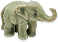 ChangThai Design Tiny 1" Light Gray Baby Elephant Stand Lift Trunk Figurine - Miniature Hand Made Painted Ceramic Asian Elephants Cute Wild Animals Porcelain Decorative Collectible Figures Décor Gifts