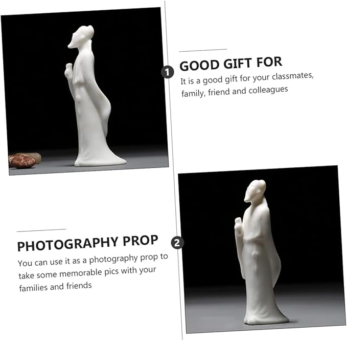 jojofuny Figurine Ceramic Sculpture White Porcelain Fish Tank Ornament Desktop Home Aquarium Decoration