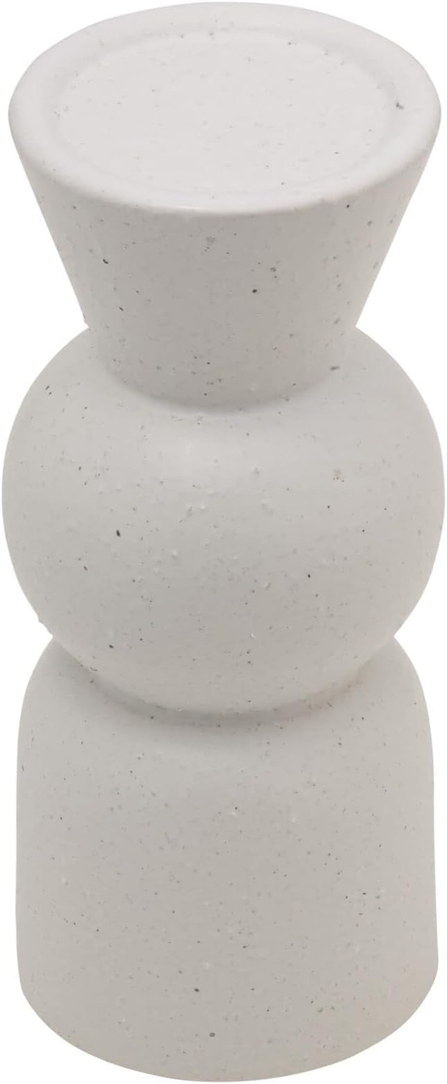 Elements Geo Shaped Ceramic Candle Holder, 9 Inch, White
