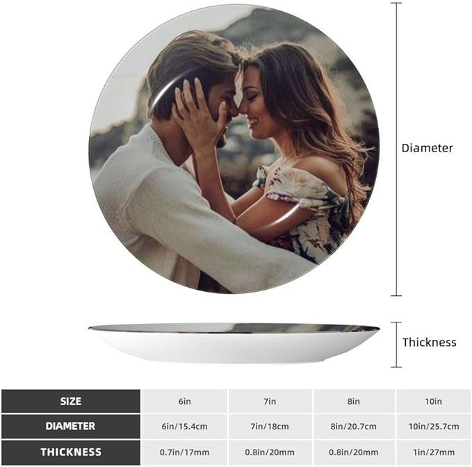 Custom Photo Ceramic Decorative Plate, Wobble-Plate Dishes with Display Stand, Handmade Ceramic Ornament, for Wall Hanging Living Room Bathroom Decor Gift, Pink-8 In