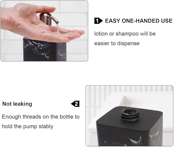 2 Pack Refillable Hand Soap Dispenser with Brushed Nickel Pump - Black