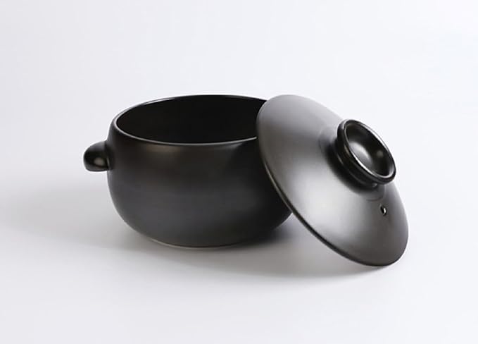 Korean Earthenware Pot Ttukbaegi, Ceramic Clay Cooking Pot Petalite Casserole, Heat Resistant Ceramic Pot, Zero-Crack Stone Bowl Stockpot Soup Cookware (Mini)