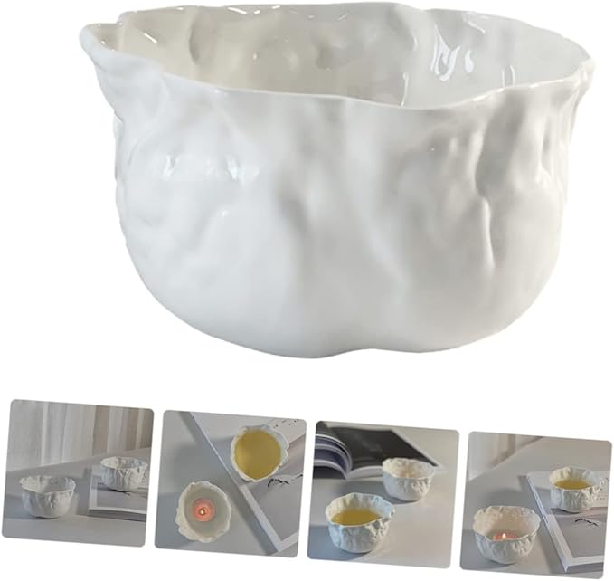 Wrinkle Design Ceramic Tea Cup Set Mini Chinese Tasting Cups Unique Bone China Candle Holders Home and Office Use Dishwasher Safe Elegant