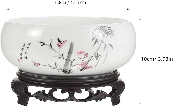 Cabilock Blue and White Porcelain Planter Pot - Ceramic Lotus Flower Bowl for Indoor Hydroponic Plants Asian Style Decorative Pot for Succulent Lily Bonsai - 6.8 X 6.8 X 3.93 Inches