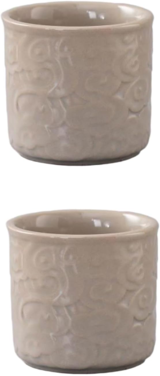 Ceramic Espresso Cups Set of 2-3oz Demitasse Cups for Coffee & Tea, No Handles, Durable & Dishwasher Safe (gray, 2)