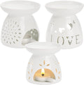 ZOOFOX 3 Pack Ceramic Essential Oil Burner, Tealight Wax Warmer with Candle Spoon, Aromatherapy Essential Tealight Candle Holder for Home Bedroom Decor, Christmas Housewarming Gift