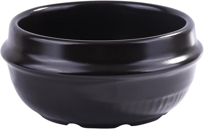 Ceramic Stone Bowl, 6.57 Inch Black Porcelain Dolsot Bowl, Korean Style Bibimbap Bowl for Rice, Soup & Stew, Microwave and Dishwasher Friendly, Heat-Resistant Serving Bowl