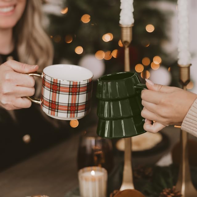 Sweet Water Decor Green Tree Coffee Mug, 17oz Ceramic Christmas Mug, Dishwasher & Microwave Safe, Large Holiday Winter Cup for Coffee, Tea & Hot Chocolate, Stocking Stuffer Gifts for Women