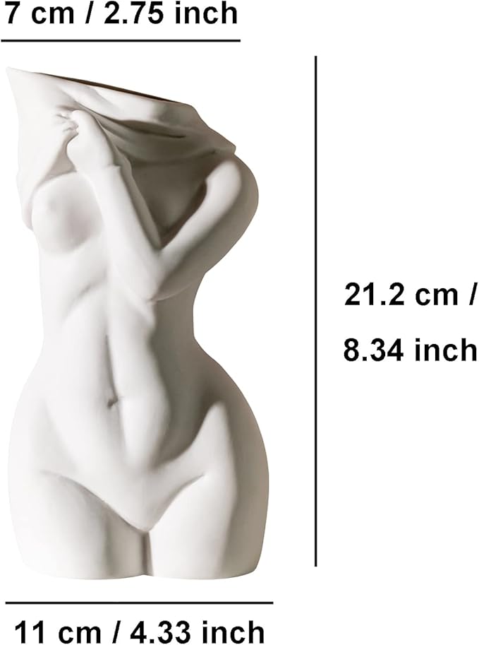 AETVRNI Unique Base Roots Modern Vase Female Body Vase Statue Ceramic Vases Decorative Female Form Sculpture Boho Decorations for Bathroom Home,B