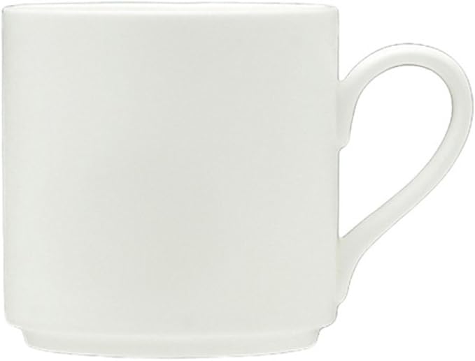 Fortessa Fortaluxe SuperWhite Vitrified China Dinnerware, 12-Ounce Stackable Mug, Set of 6