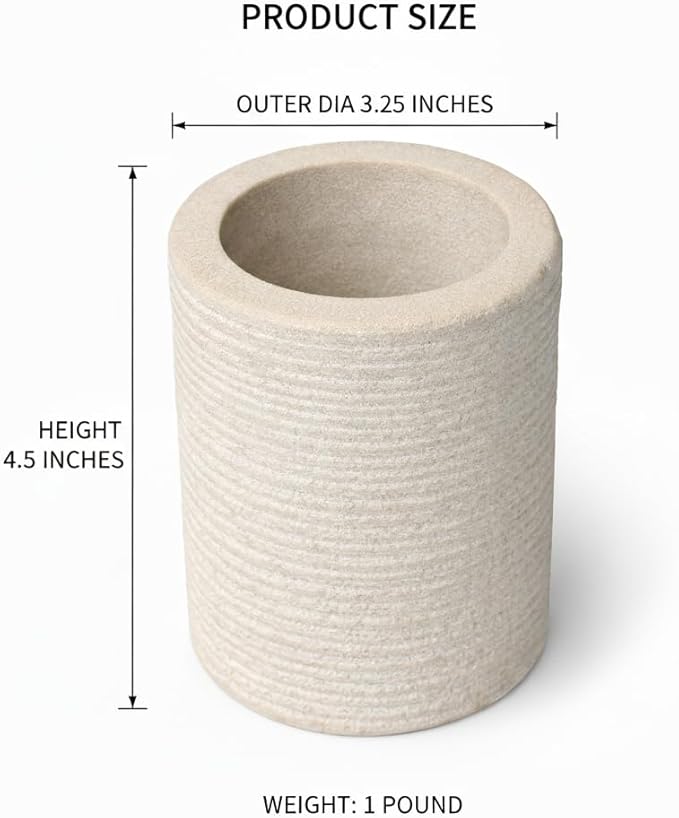 GoCraft Natural Sandstone Bathroom Tumbler – Durable Stone Vanity Cup for Toothbrush, Toothpaste, Makeup Brushes, Pens & Accessories | Stylish Countertop Organizer Holder