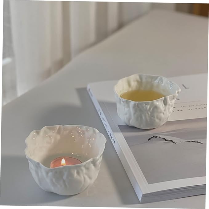 Ciieeo Wrinkle Design Ceramic Tea Cup Mini Chinese Porcelain Tasting Cup Unique Candle Holder for Home and Office Dishwasher oz
