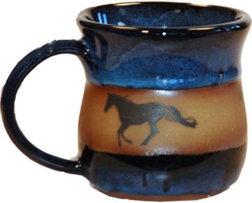 ALWAYS AZUL POTTERY Long Tailed Horse Mug in Real Blue Glaze - Handmade Ceramic Coffee Mug - Stylish and Unique Handcrafted Artistic Drinkware - Polished Clay Cups, Great for Coffee, Tea, & Art Lovers