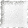 Eplze YBK Tech Elegant Square Embossed Lace Plate Bone China Dessert Plate Ceramic Plate for Breakfast Afternoon Tea (White, 6-inch)