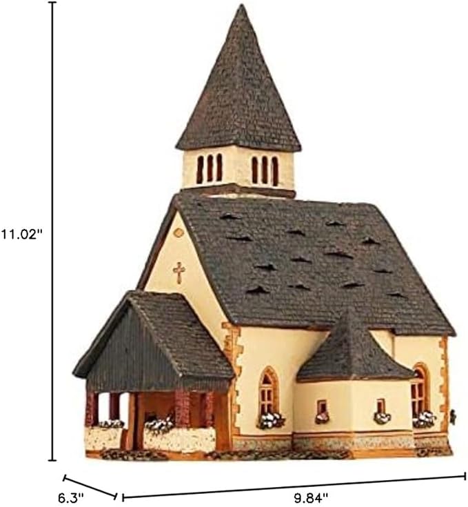 Ceramic Art Tealight Candle Holder Room Decoration Handcrafted Collectible Miniature Light House St.Michael Church in South Tyrol, Italy D334N*