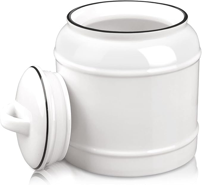 10cup/85oz Ceramic Jar for Dry Food Storage Containers, Airtight Cookie Jar with Lids, Porcelain Ceramic Canister for Kitchen Countertop Pantry Farmhouse Store Flour Sugar Bean Candy (White)