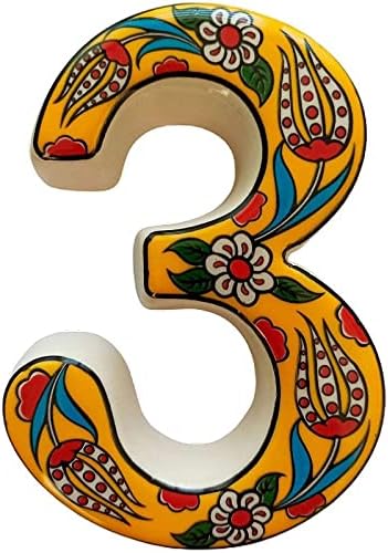 Large Ceramic Housewarming Sign Ceramic Address Plaque House Numbers Sign Door Personalized Coloured Decorative Hand Decoratede Housewarming Gifts Tulip Design 12 * 9 cm (Yellow, 3)