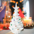 Small Resin Christmas Tree Decor, Tabletop Christmas Tree Star Topper, Holiday Decoration with 40 Multi-Color Lights, Xmas Fall Decorations for Home (Cream White)