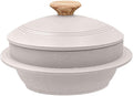 Cast Aluminum Pot with Lid, 7 in Non-Stick Casserole Dish Korean Stone Bowl Induction Compatible, White