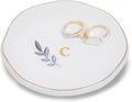 Personalized Ceramic Ring Dish, Initial Jewelry Tray for Rings, Earrings, Necklaces & Bracelets, Gift for Engagements, Birthdays, Holidays, Mom, Sister, Bridesmaid, Bride-to-Be, 4" Ring Plate