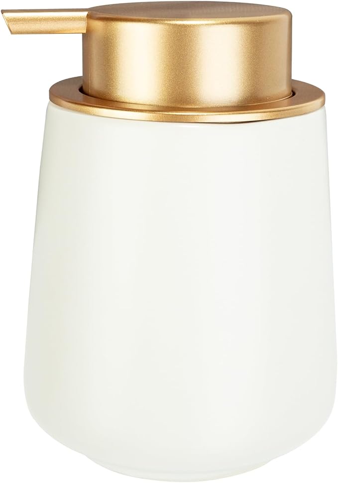Simcat Hand Soap Dispenser Marble Dish Soap Dispenser Countertop Hand Lotion Pump Bottles Ceramic Lotion Container Refillable Liquid Hand Soap Jar Shower Dispenser for Bathroom Kitchen (Matte White)