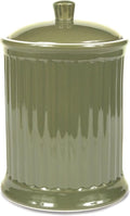 Omniware Simsbury XL Canister, 120oz Stoneware Cookie Jar with Lid, Large Kitchen Storage Container, Airtight Farmhouse Canister for Flour, Sugar, Coffee, or Snacks (Olive)