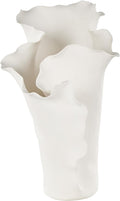 Deco 79 Ceramic Floral Decorative Vase Abstract Floral Inspired Centerpiece Vase, Flower Vase for Home Decoration 9" x 11" x 16", Cream