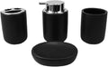 Home Basics Luxem 4 Piece Ceramic Bath Accessory Set (Black, 1) | Matte Finish | Neutral Color | Extremely Durable