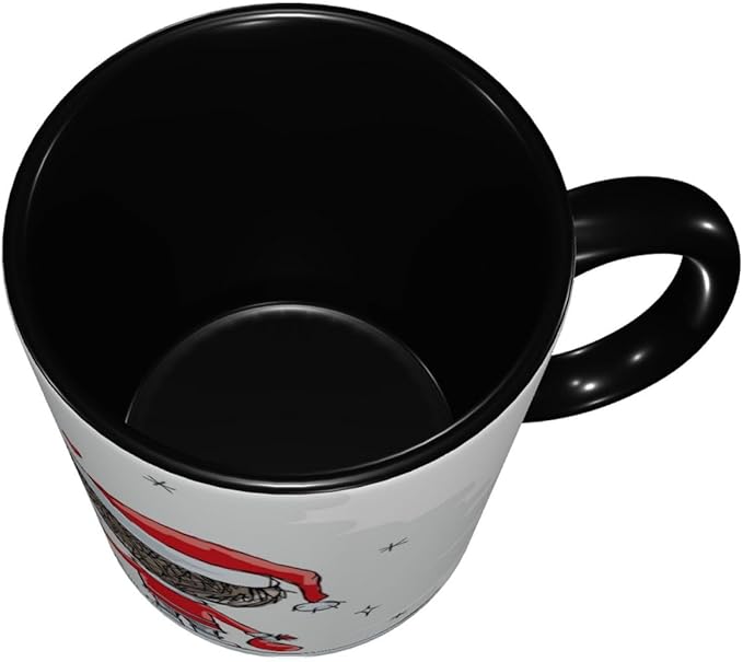 Autumn,Funny Novelty Ceramic Coffee Cups With Handle,Tropical Fall with Colorful Flowers Asian Tea Cup for Office and Home, 11 Oz,Dishwasher Microwave Safe (Black)