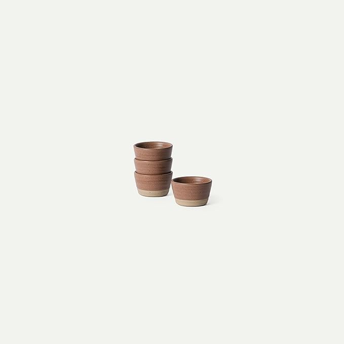 Mora Nano Ramekins Set of 4, 2oz Ceramic Pottery Sauce Cups - Microwave, Oven and Dishwasher Safe - Terracotta