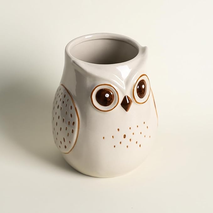 SOCOSY Owl Ceramic Kitchen Utensil Holder For Countertop, Cooking Utensil Crock Holder Spatula Holder