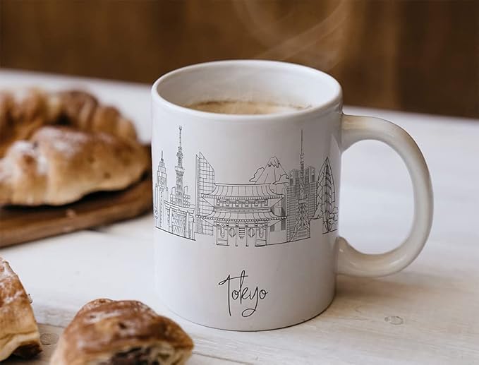 Tokyo Skyline Ceramic Mug, Asia Keepsake 11oz White Mug, Custom Coffee Cup, Gift For Birthday, Asia Skyline Coffee Cup, Mugs for Women, Personalized Coffee Mugs