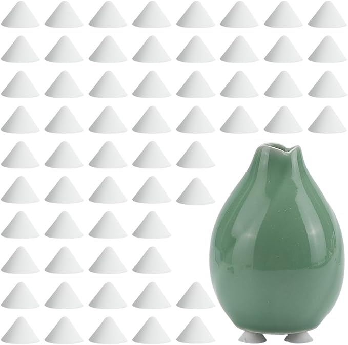 WEBEEDY 60 Pcs Alumina Pottery Kiln Nails High Temperature Cone Support Nails 10x15mm Reusable Kiln Stilts for Ceramic Studio Home Firing Tools Up to 2516℉