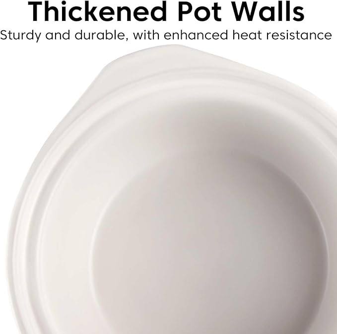 1.9 Quart White Ceramic Clay Pot for Cooking with Lid - Korean Stone Pot, Healthy No-Coating Earthenware Casserole, Soup Rice Hot Pot Cookware