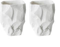 2 Pack Hand-Sculpted Stone-Look Ceramic Toothbrush Holder, Matte White Tumbler for Bathroom Countertop, Natural Pen Holder or Makeup Brush Organizer