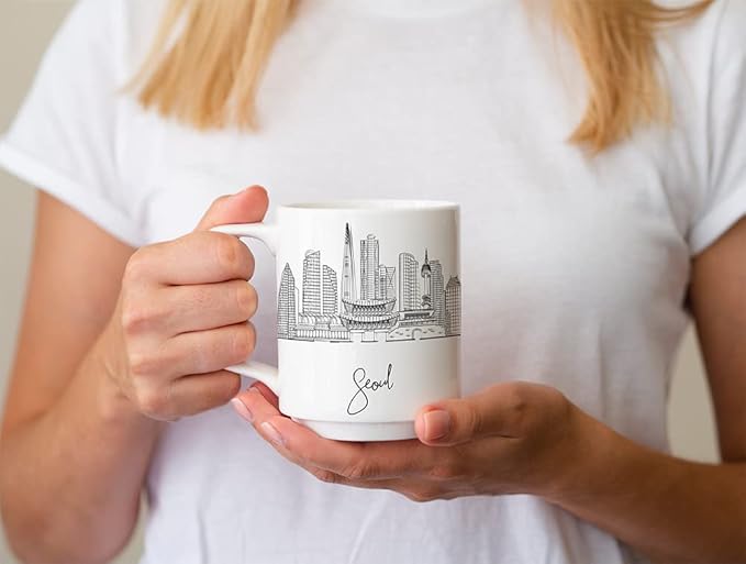 Seoul Skyline Ceramic Mug, Asia Keepsake 11oz White Mug, Custom Coffee Cup, Gift For Birthday, Asia Skyline Coffee Cup, Mugs for Women, Personalized Coffee Mugs