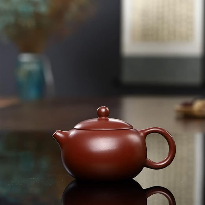 Xishi Teapot Chinese Zisha Clay Pot Ceramics Purple Sand Dahongpao Mud Kungfu Tea Set Kettle Spherical Filter (Red 150ml)