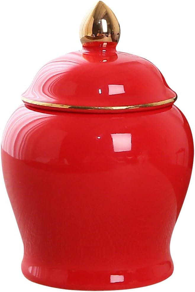 Amosfun Ceramic Tea Canister with Airtight Lid - 3.54 Inch Porcelain Storage Jar for Loose Tea Spices Coffee and Small Items - Sealed Kitchen Canister