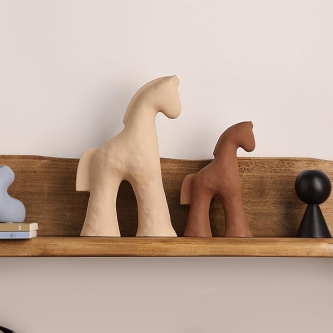 Handmade Abstract Animal Modern Ceramic Matte Craftsmanship Home Decoration Artwork (Khaki 9.4in)