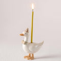Mumufy Silly Goose Cake Candle Holders with Birthday Candle One Birthday Party Supplies Mini Cute Cake Topper Stand Candlestick for Kids Baby Shower Party Celebration, 3.15 Inch (Goose,Beige)