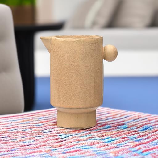 Creative Co-Op Modern Small Stoneware Pitcher or Vase, Putty Brown