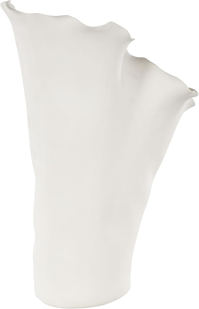 Deco 79 Ceramic Floral Decorative Vase Abstract Floral Inspired Centerpiece Vase, Flower Vase for Home Decoration 9" x 11" x 16", Cream
