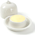 Butter dish, Ceramic Small Butter Dish with Lid, 2025 NEW Original Design Mini Butter Crock Keeper with Handle, 17 OZ Mini Butter Container Cover and Water Sealing 2 Ways Sealing (Flower)