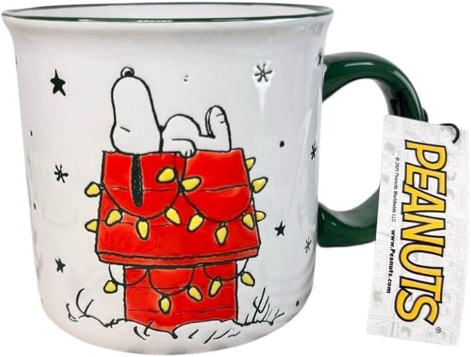 Gibson Homewares Peanuts & Gang Holiday Ceramic Coffee Mug, Home for the Holidays Design