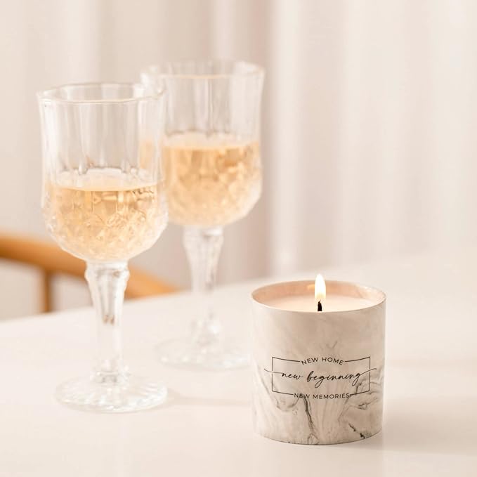 FreeJac House Warming Gifts New Home Housewarming Gift for Women Men Friend - New Home Gift Ideas New Homeowner Gifts House Warming Decoration Party Decor Ceramics Sandalwood Scented Candle 6oz