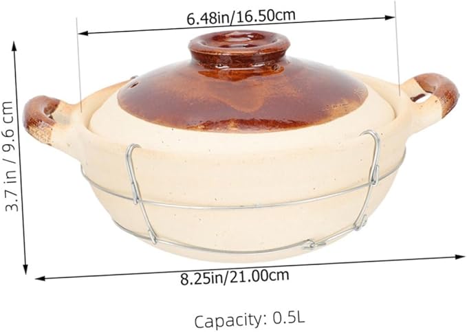 Ciieeo 2pcs Clay Casserole Dish Lid Single Handle Korean Stone Pot for Rice Soups Stews - Cookware for Home Cooking