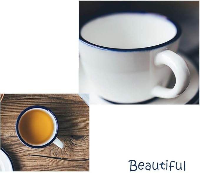 Coffee Cup Retro Smooth Coffee Cup,Handmade Ceramic Tea Cup,Drinking Glass,Simple Saucers Set,Asian Style,Nice, White 7.85Oz Tea Cup，